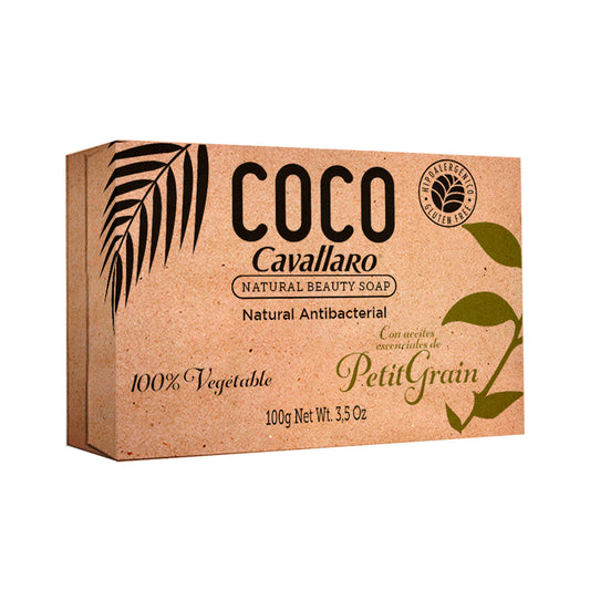 JABON DE TOCADOR NATURAL COCO CAVALLARO CON ACEITE ESENCIAL Petit Grain - Estuche de 100 g